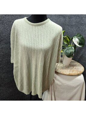 Chelsea Gardens Cable Knit Sweater XL Pastel Green USA Everyday Slouchy Preppy